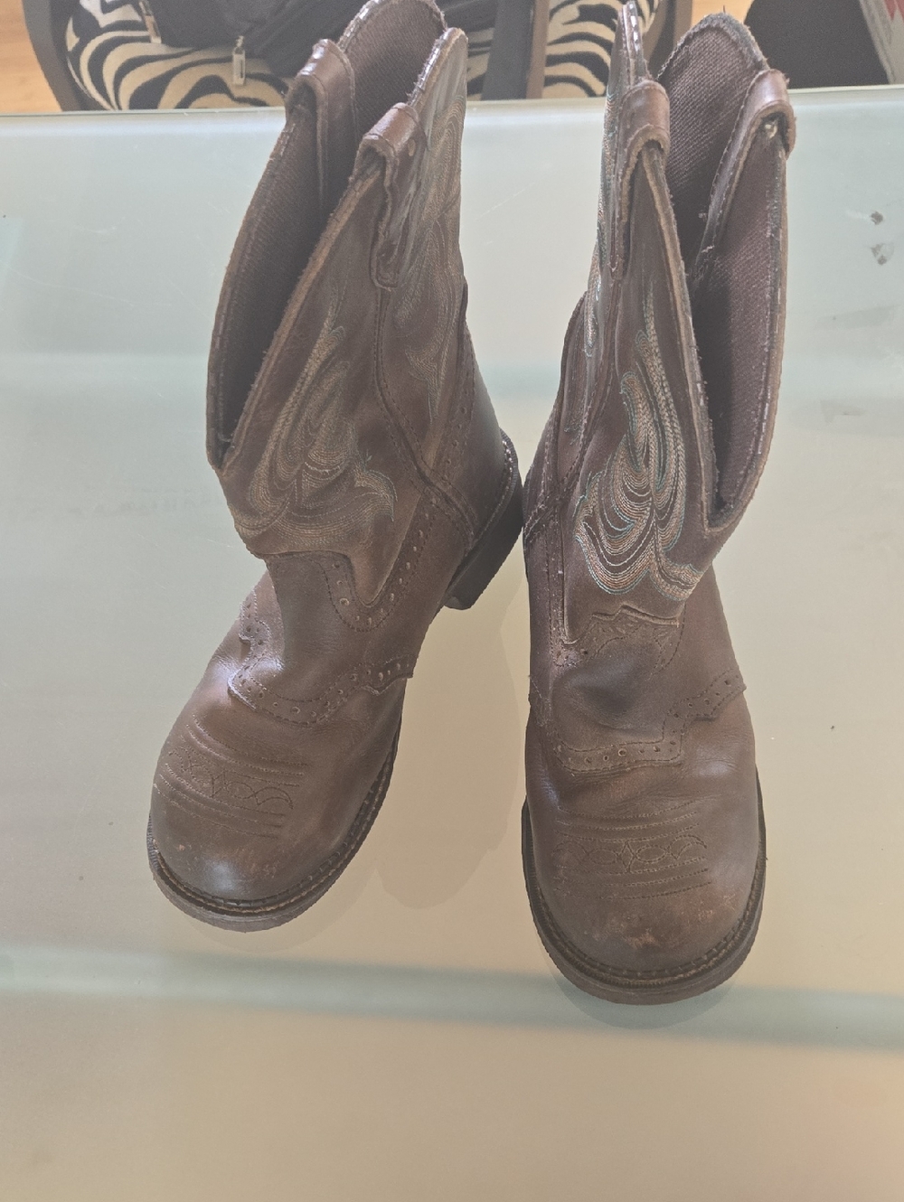 Justin Boots Brown Leather Cowboy Boots